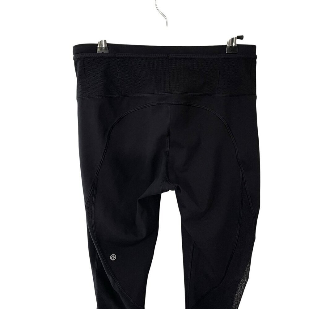 Lululemon Black Mesh Crop Athletic Running Yoga Leggings Women's Size 6 - Picture 6 of 10